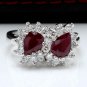 2.80 Carats NATURAL RUBY and DIAMOND 14K Solid White Gold Ring