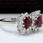 2.80 Carats NATURAL RUBY and DIAMOND 14K Solid White Gold Ring
