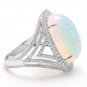 9.00Ct Natural Ethiopian Opal and Diamond 14K Solid White Gold Ring