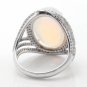 9.00Ct Natural Ethiopian Opal and Diamond 14K Solid White Gold Ring