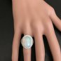 9.00Ct Natural Ethiopian Opal and Diamond 14K Solid White Gold Ring