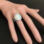 9.00Ct Natural Ethiopian Opal and Diamond 14K Solid White Gold Ring