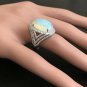 9.00Ct Natural Ethiopian Opal and Diamond 14K Solid White Gold Ring