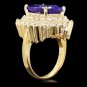 9.40 Carats NATURAL TANZANITE and DIAMOND 14K Solid Yellow Gold Ring