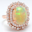 8.50Ct Natural Ethiopian Opal and Diamond 14K Solid Rose Gold Ring