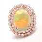 8.50Ct Natural Ethiopian Opal and Diamond 14K Solid Rose Gold Ring