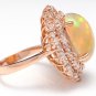 8.50Ct Natural Ethiopian Opal and Diamond 14K Solid Rose Gold Ring