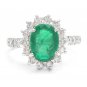 4.00Ct Natural Emerald & Diamond 14K Solid White Gold Ring