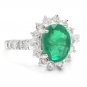 4.00Ct Natural Emerald & Diamond 14K Solid White Gold Ring
