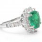 4.00Ct Natural Emerald & Diamond 14K Solid White Gold Ring