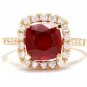 4.60 Carats Red Ruby and Natural Diamond 14K Solid Yellow Gold Ring
