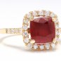 4.60 Carats Red Ruby and Natural Diamond 14K Solid Yellow Gold Ring