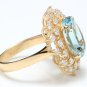 6.00Ct Natural Aquamarine and Diamond 14K Solid Yellow Gold Ring