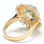 6.00Ct Natural Aquamarine and Diamond 14K Solid Yellow Gold Ring