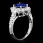 3.15Ct Natural Blue Sapphire & Diamond 14K White Solid Gold Ring