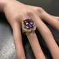 13.50 Carats Natural Amethyst and Diamond 14K Solid Yellow Gold Ring