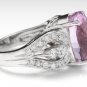 16.05 Carats NATURAL KUNZITE and DIAMOND 14K Solid White Gold Ring