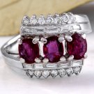 Antique Estate 2.20 Carats Natural Ruby and Diamond 18K Solid White Gold Ring