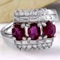 Antique Estate 2.20 Carats Natural Ruby and Diamond 18K Solid White Gold Ring