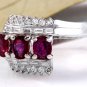 Antique Estate 2.20 Carats Natural Ruby and Diamond 18K Solid White Gold Ring
