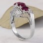 Antique Estate 2.20 Carats Natural Ruby and Diamond 18K Solid White Gold Ring