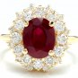 6.30 Carats Natural Red Ruby and Diamond 14K Solid Yellow Gold Ring