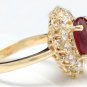 6.30 Carats Natural Red Ruby and Diamond 14K Solid Yellow Gold Ring