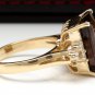 7.35Ct Natural Smokey Quartz & Diamond 14K Solid Yellow Gold Ring