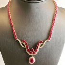 54.14Ct Natural Ruby & Diamond 14K Solid Yellow Gold Necklace