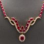 54.14Ct Natural Ruby & Diamond 14K Solid Yellow Gold Necklace