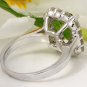 4.20 Carats NATURAL PERIDOT and DIAMOND 14K Solid White Gold Ring