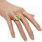 4.20 Carats NATURAL PERIDOT and DIAMOND 14K Solid White Gold Ring