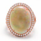 8.60Ct Natural Australian Opal and Diamond 14K Solid Rose Gold Ring