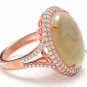 8.60Ct Natural Australian Opal and Diamond 14K Solid Rose Gold Ring