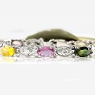 6.70Ct Natural Ceylon Sapphire & Diamond 14K Solid White Gold Bracelet