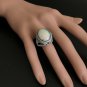 8.00Ct Natural Opal Sapphire Emerald & Diamond 14K Solid White Gold Ring