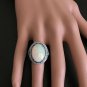 8.00Ct Natural Opal Sapphire Emerald & Diamond 14K Solid White Gold Ring
