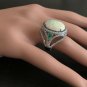 8.00Ct Natural Opal Sapphire Emerald & Diamond 14K Solid White Gold Ring