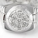 1.25Ct Natural VS1 Diamond 14K Solid White Gold Men's Ring