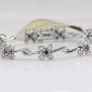 Estate 1.30 Carats Natural Sapphire and Diamond 14K Solid White Gold Bracelet