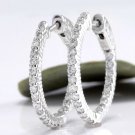 1.15Ct Natural Diamond 14K Solid White Gold Hoop Earrings