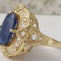 5.66Ct Natural Blue Sapphire & Diamond 14K Yellow Solid Gold Ring