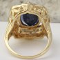 5.66Ct Natural Blue Sapphire & Diamond 14K Yellow Solid Gold Ring