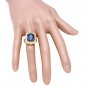 5.66Ct Natural Blue Sapphire & Diamond 14K Yellow Solid Gold Ring