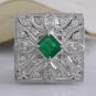 Estate 2.44Ct Natural Emerald & VS Diamond 14K Solid White Gold Ring