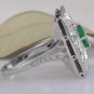 Estate 2.44Ct Natural Emerald & VS Diamond 14K Solid White Gold Ring