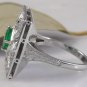 Estate 2.44Ct Natural Emerald & VS Diamond 14K Solid White Gold Ring