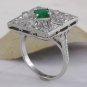 Estate 2.44Ct Natural Emerald & VS Diamond 14K Solid White Gold Ring