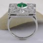 Estate 2.44Ct Natural Emerald & VS Diamond 14K Solid White Gold Ring