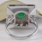 Estate 2.44Ct Natural Emerald & VS Diamond 14K Solid White Gold Ring